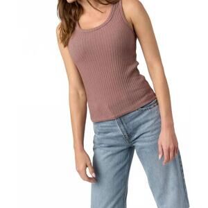 NEW PROJECT SOCIAL T nadia lurex thread scoop neck rib tank top in rose taupe